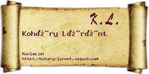 Koháry Lóránt névjegykártya