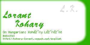 lorant kohary business card